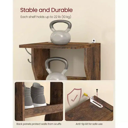 Meuble à chaussures vertical 7 niveaux, organisateur de chaussures étroit de 110 cm de haut avec 2 crochets et kit anti-basculement, étagère d'angle peu encombrante pour entrée ou chambre