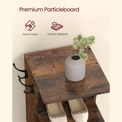 Meuble à chaussures vertical 7 niveaux, organisateur de chaussures étroit de 110 cm de haut avec 2 crochets et kit anti-basculement, étagère d'angle peu encombrante pour entrée ou chambre