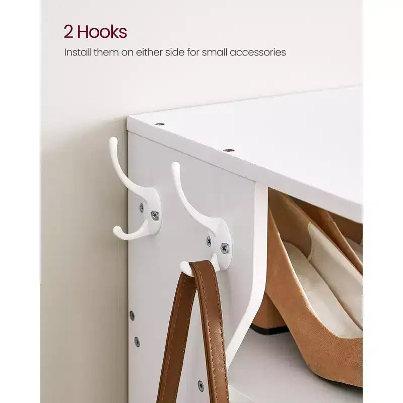 Meuble à chaussures vertical 7 niveaux, organisateur de chaussures étroit de 110 cm de haut avec 2 crochets et kit anti-basculement, étagère d'angle peu encombrante pour entrée ou chambre