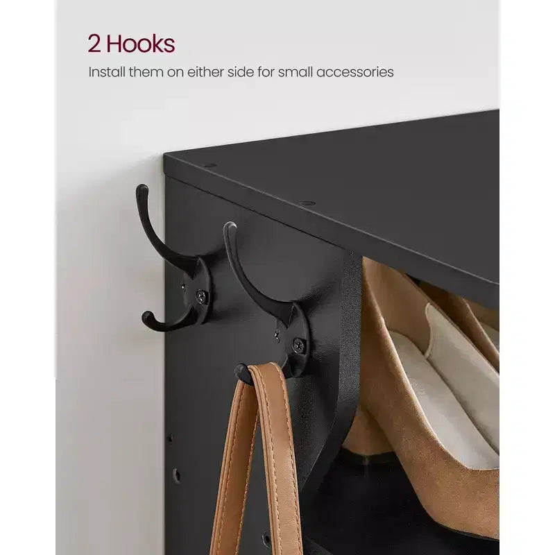 Meuble à chaussures vertical 7 niveaux, organisateur de chaussures étroit de 110 cm de haut avec 2 crochets et kit anti-basculement, étagère d'angle peu encombrante pour entrée ou chambre
