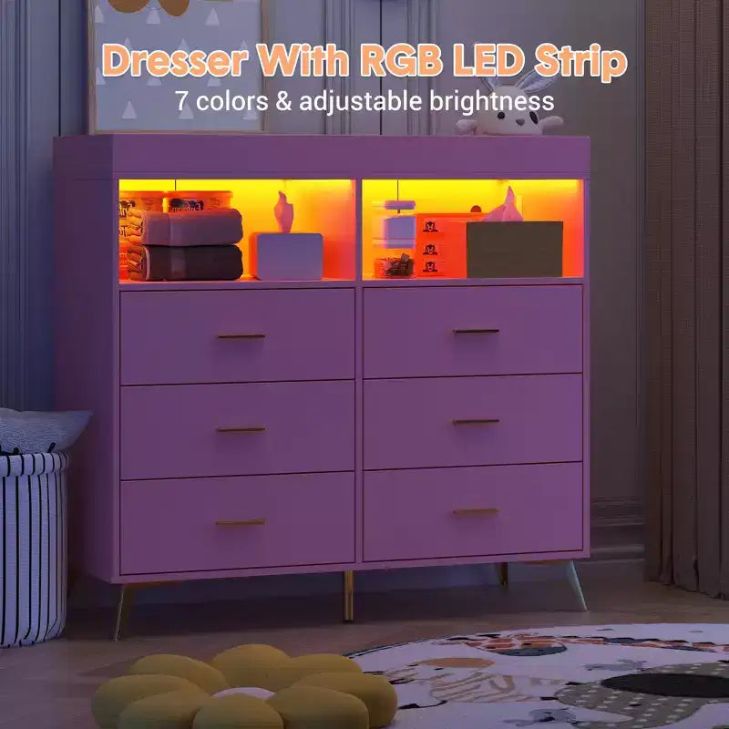 Commode à langer 6 tiroirs - Hauteur 41,5, meuble de chambre de bébé multifonctionnel