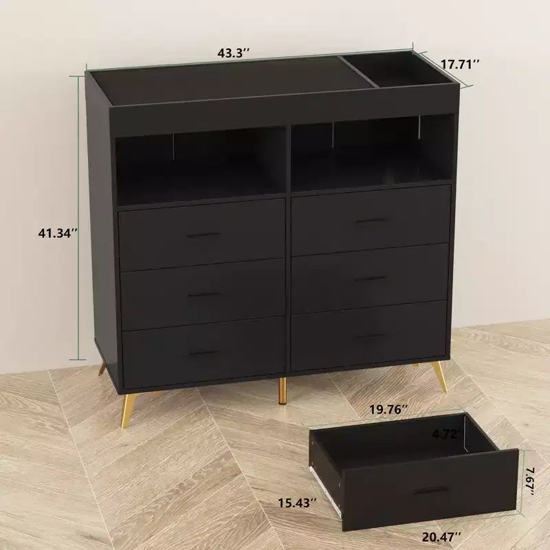 Commode à langer 6 tiroirs - Hauteur 41,5, meuble de chambre de bébé multifonctionnel