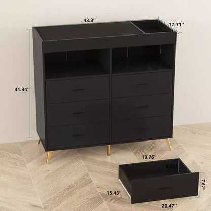 Commode à langer 6 tiroirs - Hauteur 41,5, meuble de chambre de bébé multifonctionnel