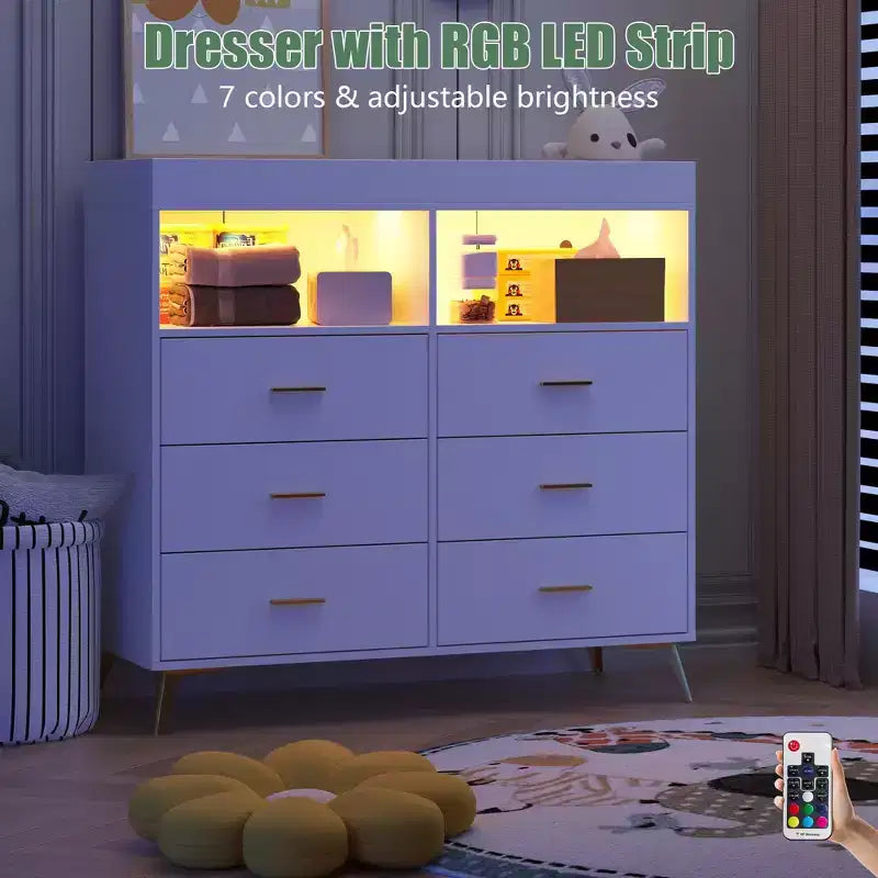 Commode à langer 6 tiroirs - Hauteur 41,5, meuble de chambre de bébé multifonctionnel