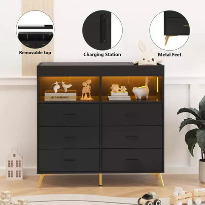 Commode à langer 6 tiroirs - Hauteur 41,5, meuble de chambre de bébé multifonctionnel