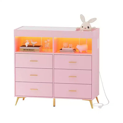 Commode à langer 6 tiroirs - Hauteur 41,5, meuble de chambre de bébé multifonctionnel
