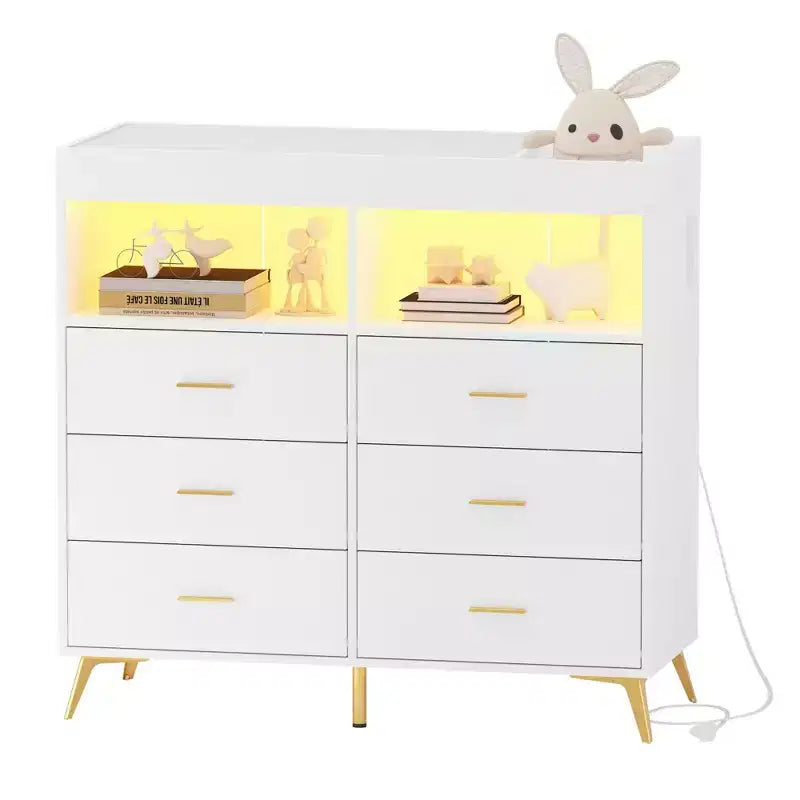 Commode à langer 6 tiroirs - Hauteur 41,5, meuble de chambre de bébé multifonctionnel