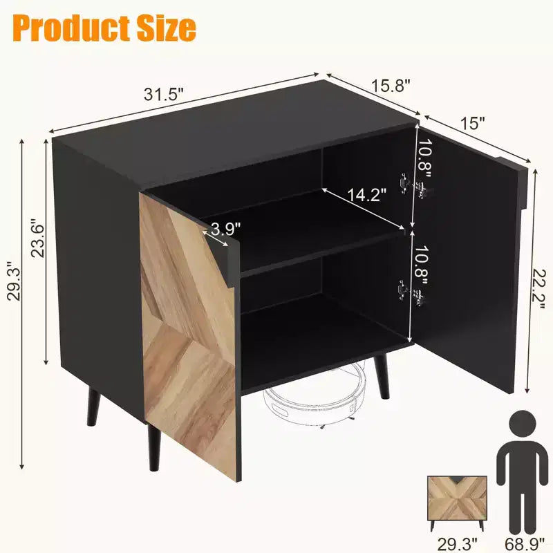 Meuble de rangement 80 cm avec étagère et portes, buffet moderne, armoire d'appoint autoportante pour salle à manger, salon ou entrée