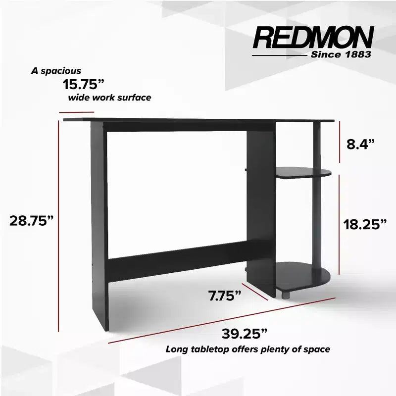 Bureau multimédia pour ordinateur portable, maison ou bureau avec étagères de rangement, noir