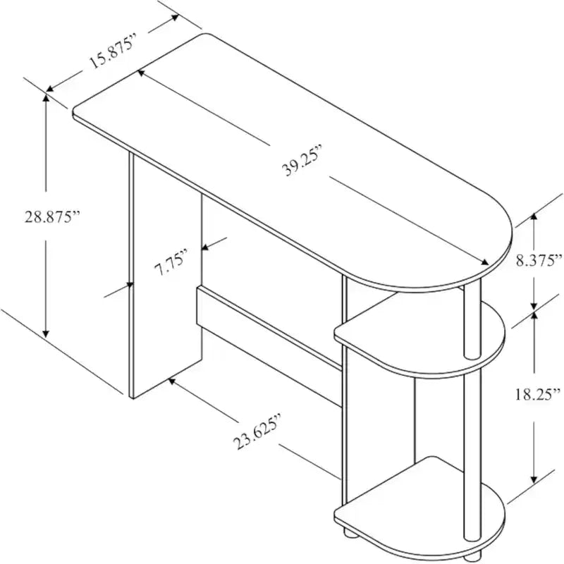 Bureau multimédia pour ordinateur portable, maison ou bureau avec étagères de rangement, noir