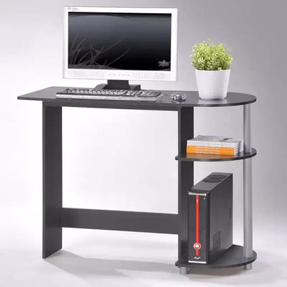 Bureau multimédia pour ordinateur portable, maison ou bureau avec étagères de rangement, noir