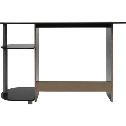 Bureau multimédia pour ordinateur portable, maison ou bureau avec étagères de rangement, noir