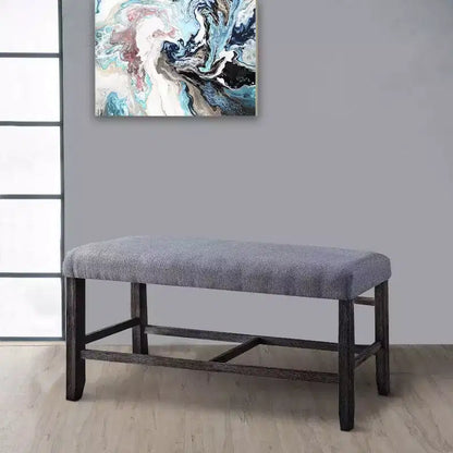Royal Hampton Fabric Counter Height Bench with Padded Seat, Brown and Blue