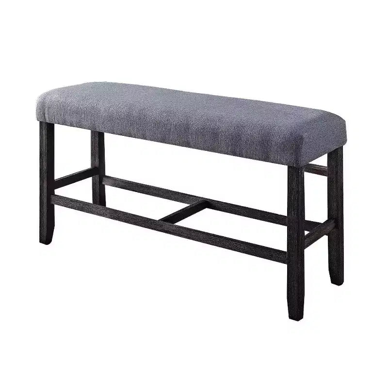 Banc de comptoir en tissu avec siège rembourré, marron et bleu