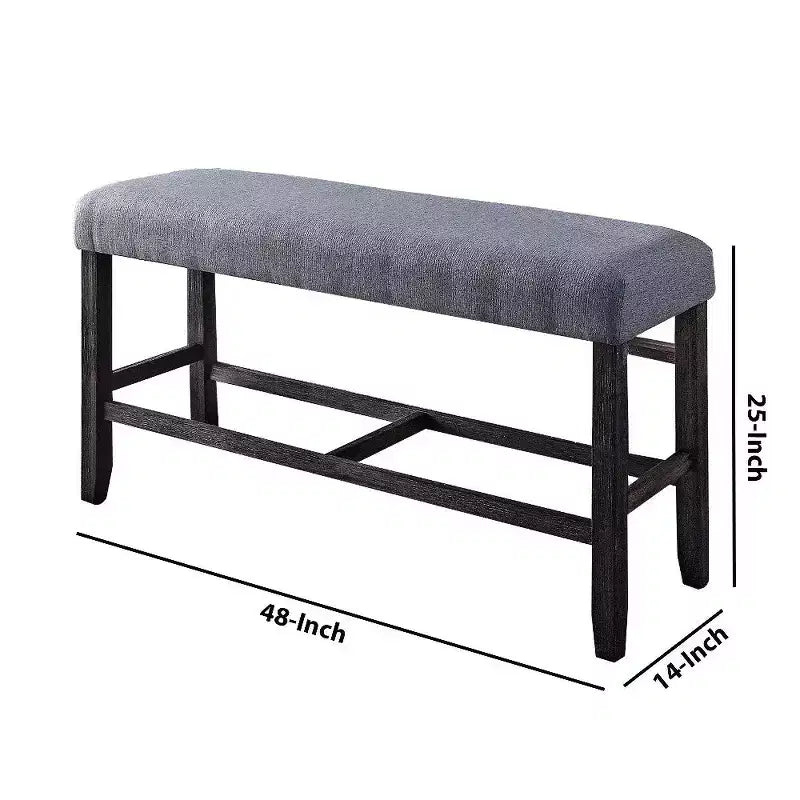 Banc de comptoir en tissu avec siège rembourré, marron et bleu