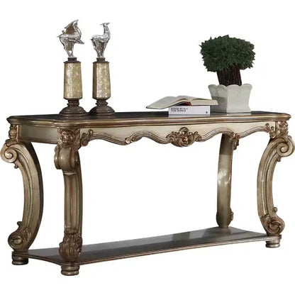 Table de canapé avec étagère inférieure en marron doré
