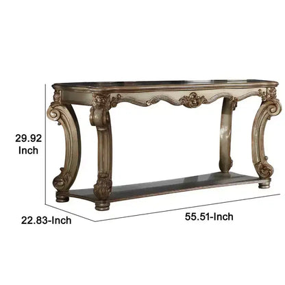 Table de canapé avec étagère inférieure en marron doré