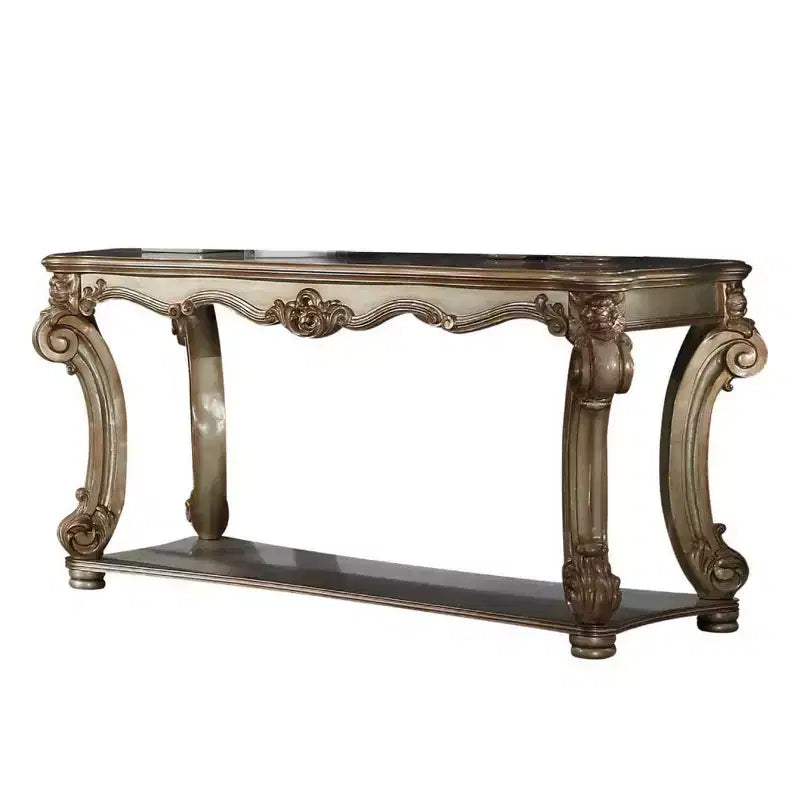 Table de canapé avec étagère inférieure en marron doré