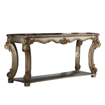 Table de canapé avec étagère inférieure en marron doré
