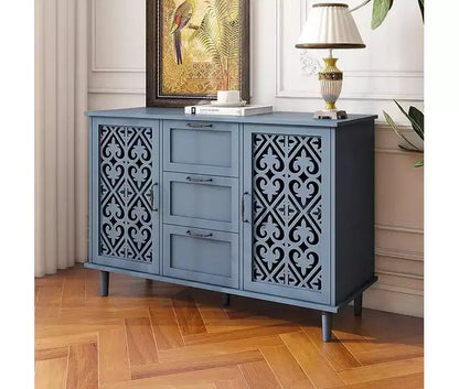 Meubles de rangement de cuisine avec 2 portes et 3 tiroirs, Buffet, Console pour salon, chambre, cuisine