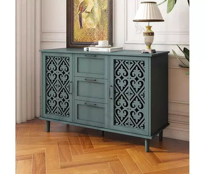 Meubles de rangement de cuisine avec 2 portes et 3 tiroirs, Buffet, Console pour salon, chambre, cuisine