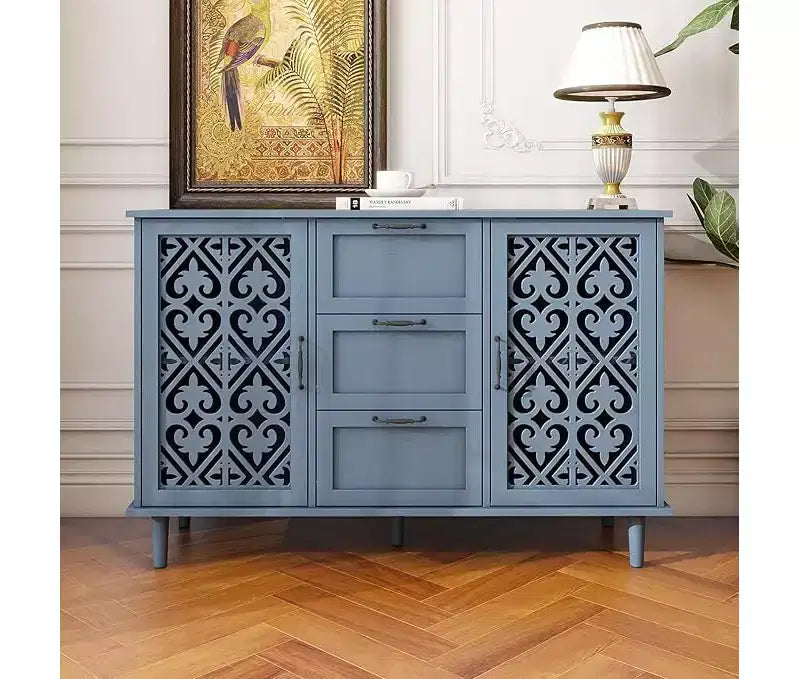 Meubles de rangement de cuisine avec 2 portes et 3 tiroirs, Buffet, Console pour salon, chambre, cuisine