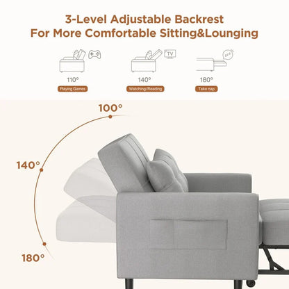 Canapé-lit convertible 3-en-1, Canapé-chaise dépliable, Lit pliant convertible pour salon