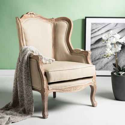 Fauteuil à oreilles Kali Oak en lin naturel - 34Lx34Px40H