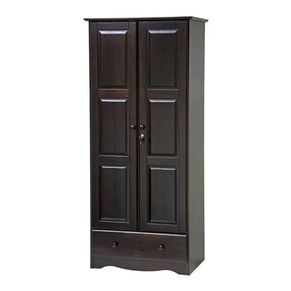 Armoire garde-robe modulable 100 % en bois massif avec poignées en métal ou en bois