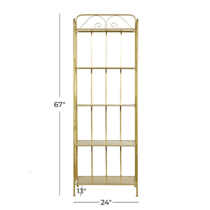 Étagère de Boulanger Pliable Haute à 5 Niveaux en Métal Décoratif pour Intérieur/Extérieur - Or ou Blanc - Roche River Decor