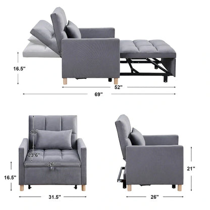 Fauteuil Lit Convertible 3 en 1, Noir