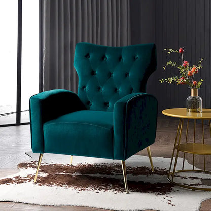 Chaise touffetée Abadiana avec accent et piètement en métal