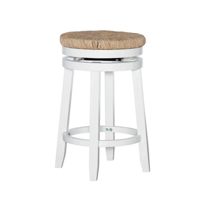 Tabouret de comptoir pivotant sans dossier Maya avec assise en jonc de mer