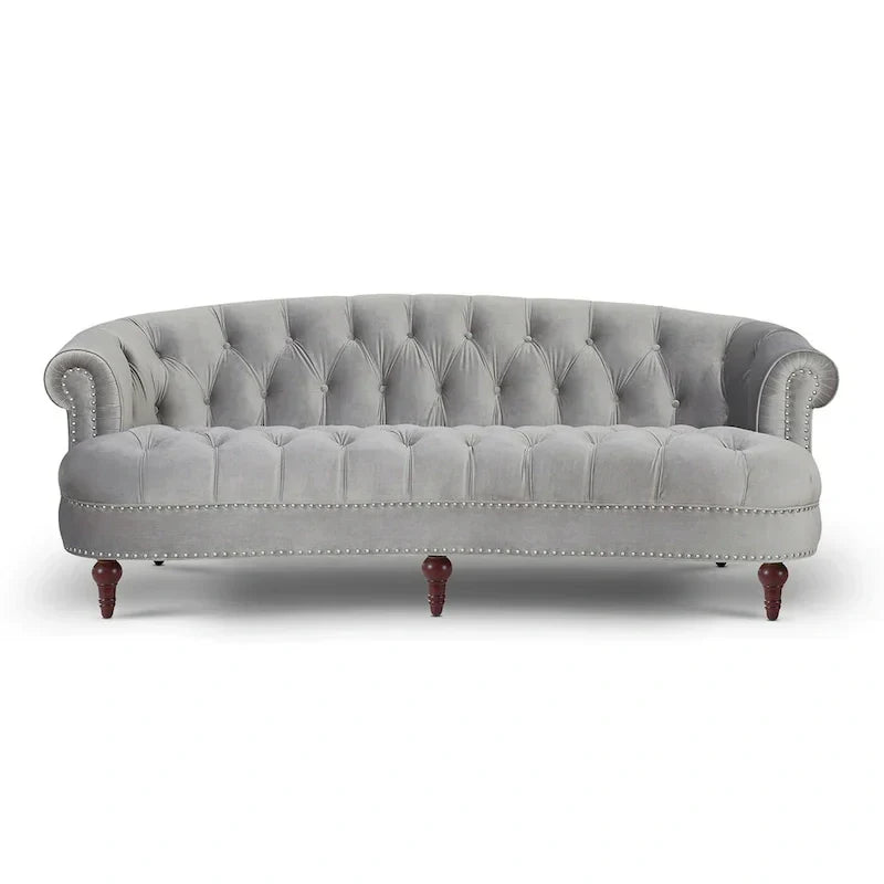 Canapé capitonné chesterfield La Rosa 84 en velours, style moderne du milieu du siècle