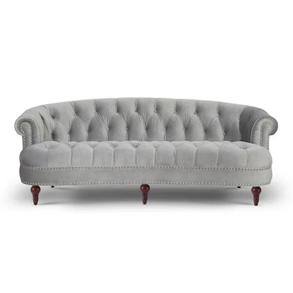Canapé capitonné chesterfield La Rosa 84 en velours, style moderne du milieu du siècle