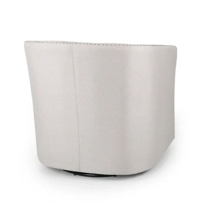 Fauteuil pivotant, style baril rond classique, tissu beige blé