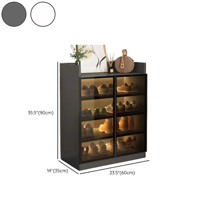 Meuble à chaussures éclairé par LED avec étagères réglables Portes transparentes