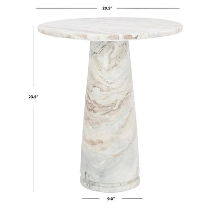 Table d'appoint ronde haute en marbre SAFAVIEH Couture Ghicu - 56 cm L x 53 cm P x 61 cm H - 21Wx21Dx24H