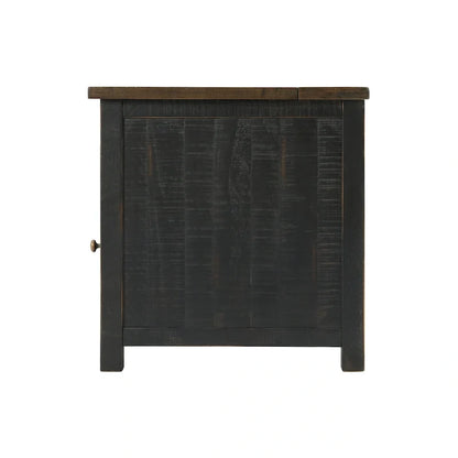 Table d'appoint de chevet Monterey en bois massif avec prises de courant cachées