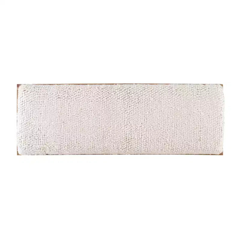 Banc bohème en manguier massif avec assise en tissu texturé crème, pieds marron