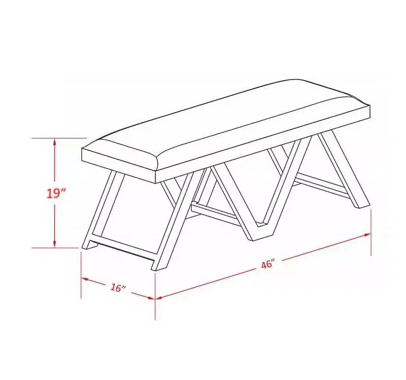 Banc bohème en manguier massif avec assise en tissu texturé crème, pieds marron