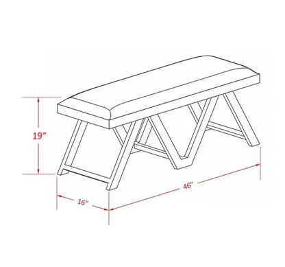 Banc bohème en manguier massif avec assise en tissu texturé crème, pieds marron