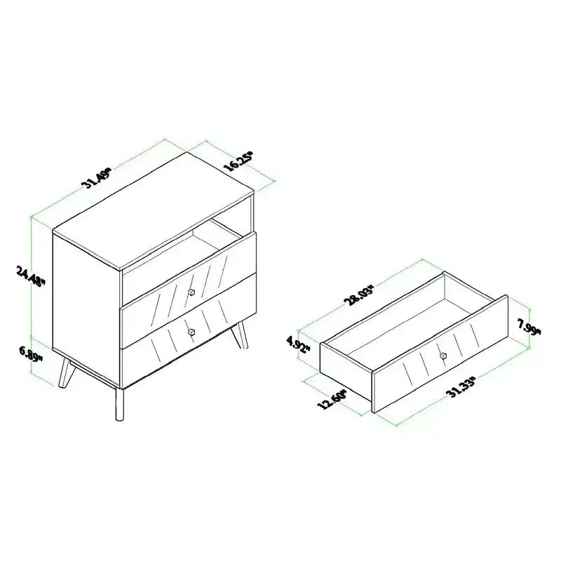 Commode de rangement 3 tiroirs en bois Noyer Marron - : Organisateur de chambre élégant