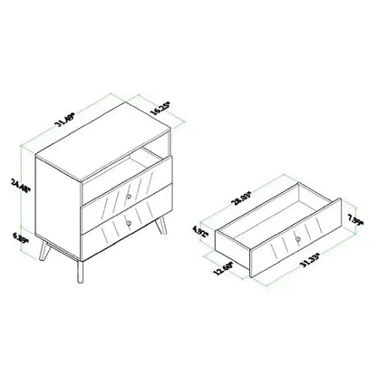Commode de rangement 3 tiroirs en bois Noyer Marron - : Organisateur de chambre élégant