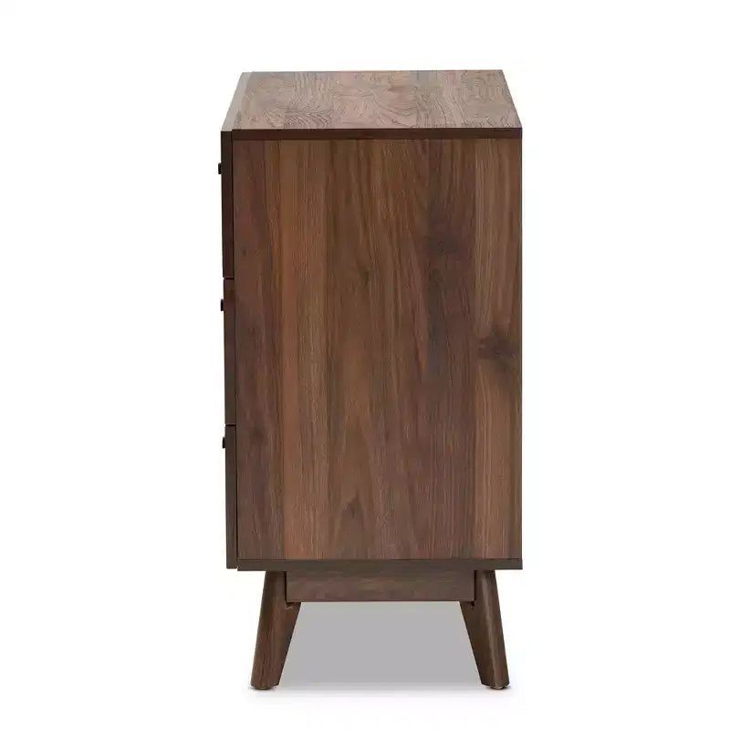 Commode de rangement 3 tiroirs en bois Noyer Marron - : Organisateur de chambre élégant