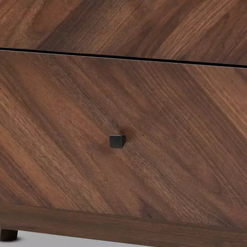 Commode de rangement 3 tiroirs en bois Noyer Marron - : Organisateur de chambre élégant