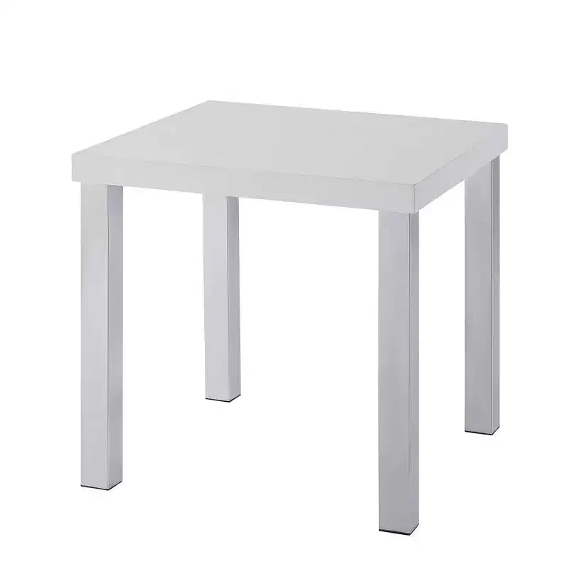 22" Harta Accent Table White High Gloss/Chrome - Acme Furniture: Modern Glamour, No Assembly Required