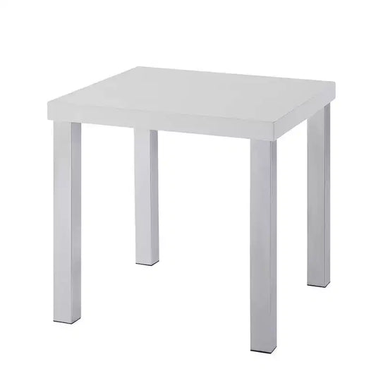 22" Harta Accent Table White High Gloss/Chrome - Acme Furniture: Modern Glamour, No Assembly Required