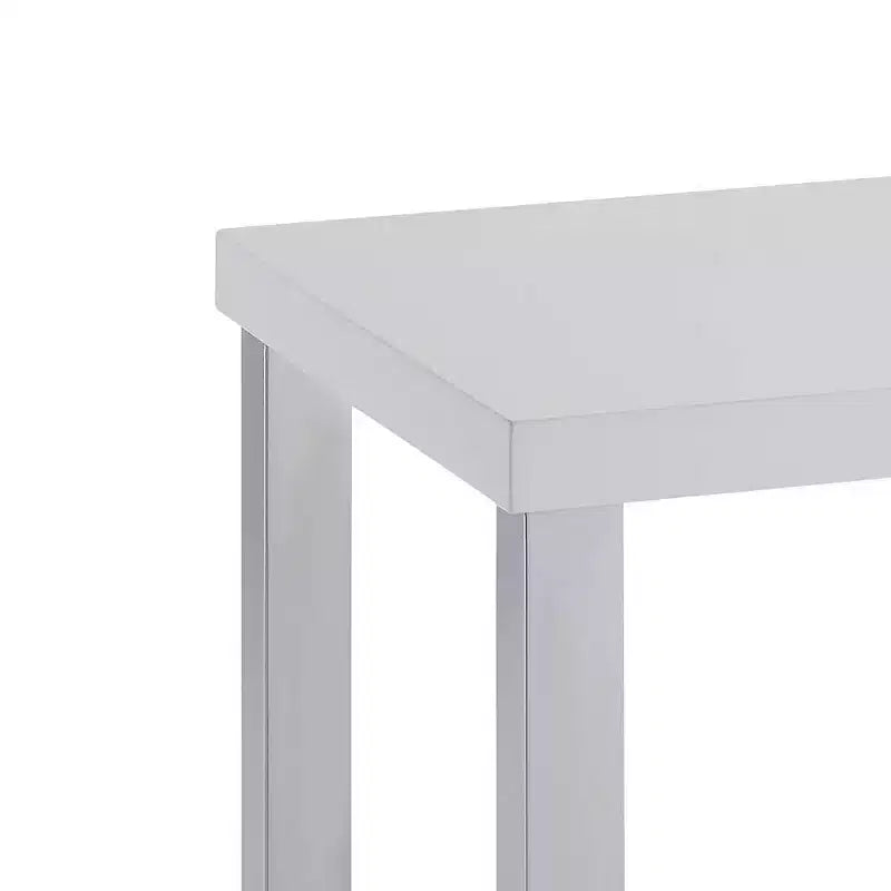 Table d'appoint 22" Blanc Brillant/Chrome - : Charme moderne, Aucun assemblage requis