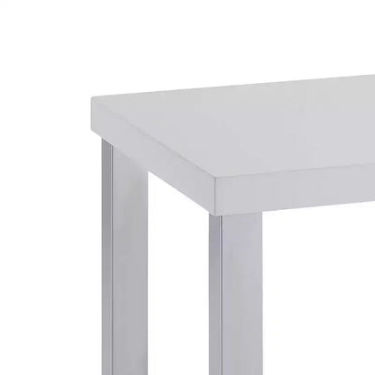 Table d'appoint 22" Blanc Brillant/Chrome - : Charme moderne, Aucun assemblage requis